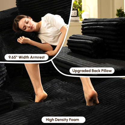HOOOWOOO Modern Upgraded Fabric Sofa Chaise Lounge