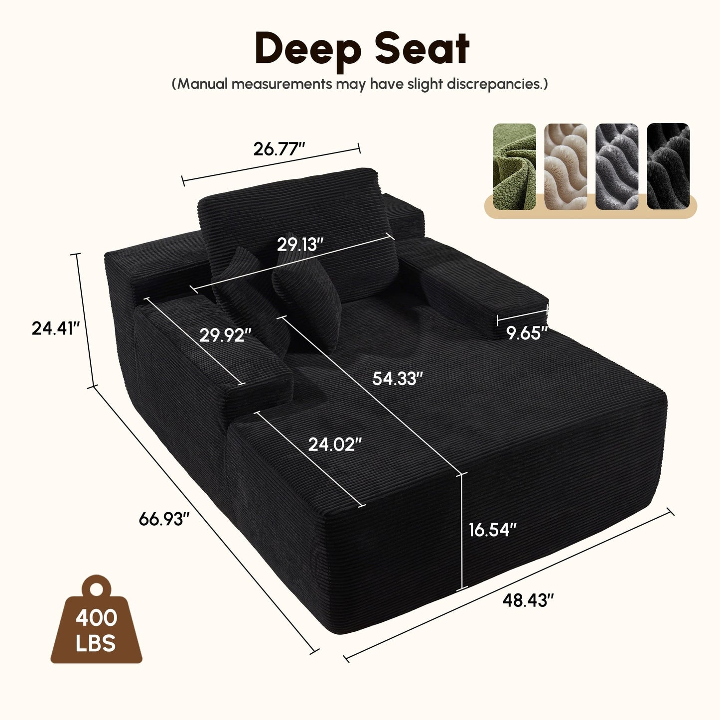 HOOOWOOO Modern Upgraded Fabric Sofa Chaise Lounge