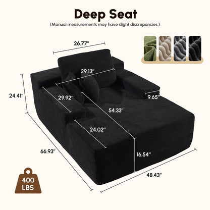 HOOOWOOO Modern Upgraded Fabric Sofa Chaise Lounge