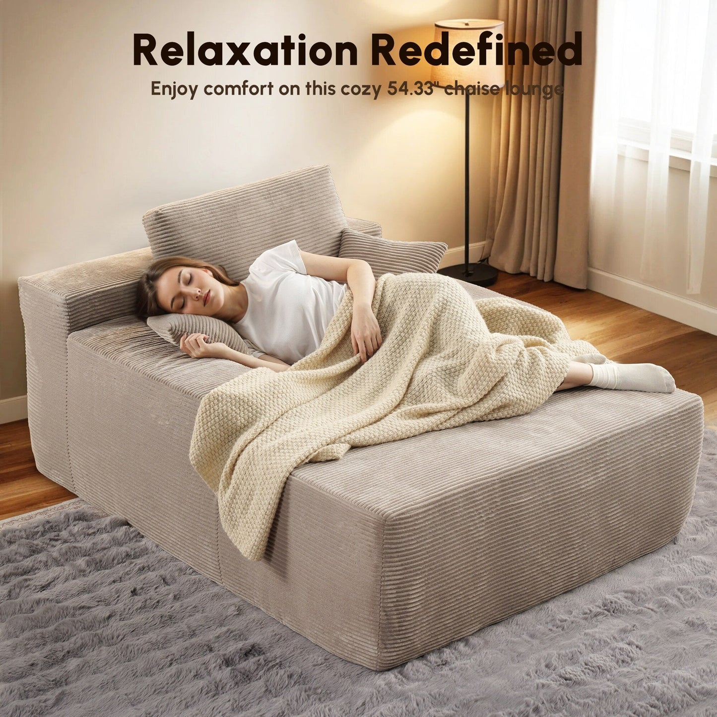 HOOOWOOO Modern Upgraded Fabric Sofa Chaise Lounge
