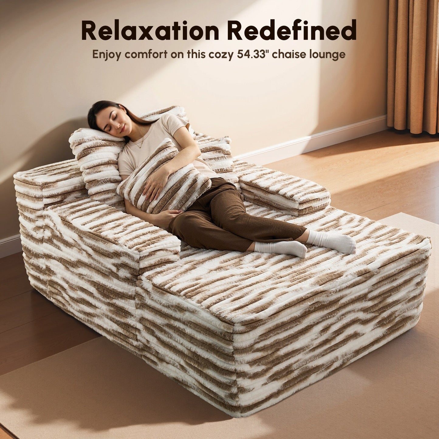 HOOOWOOO Modern Upgraded Fabric Sofa Chaise Lounge