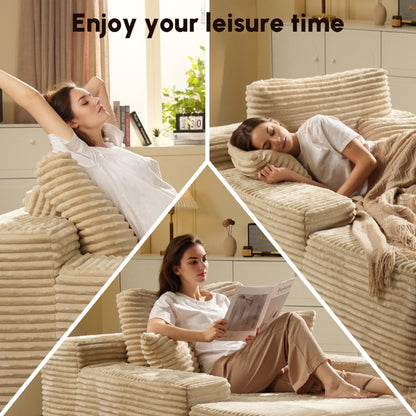 HOOOWOOO Modern Upgraded Fabric Sofa Chaise Lounge