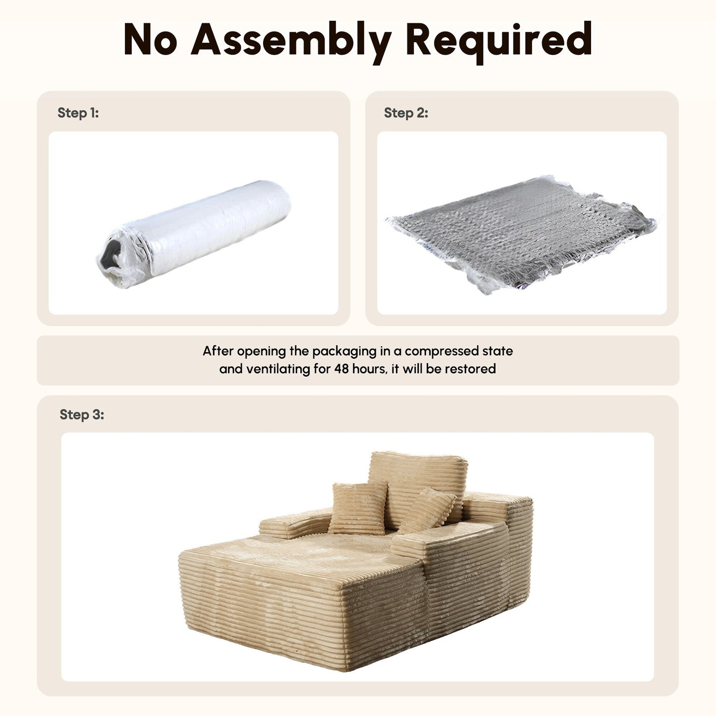 HOOOWOOO Modern Upgraded Fabric Sofa Chaise Lounge