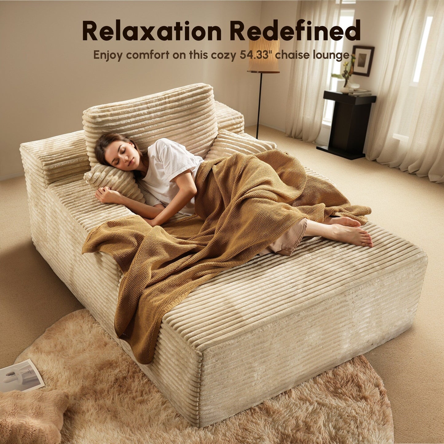 HOOOWOOO Modern Upgraded Fabric Sofa Chaise Lounge