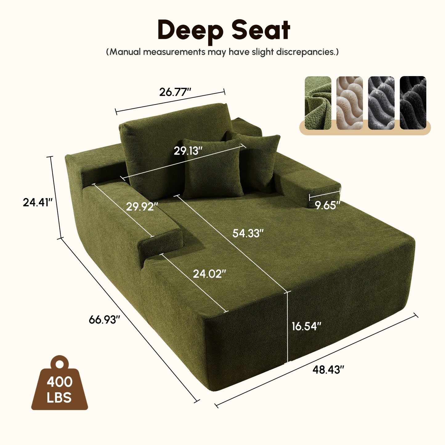 HOOOWOOO Modern Upgraded Fabric Sofa Chaise Lounge