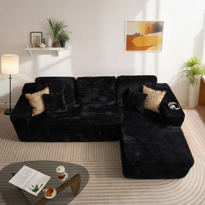HOOOWOOO Modern Upholstery Chaise Sofa with Pillows for Living Room