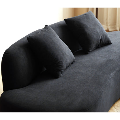 90.2 inch Half Moon Curved Velvet Living Room Sofa