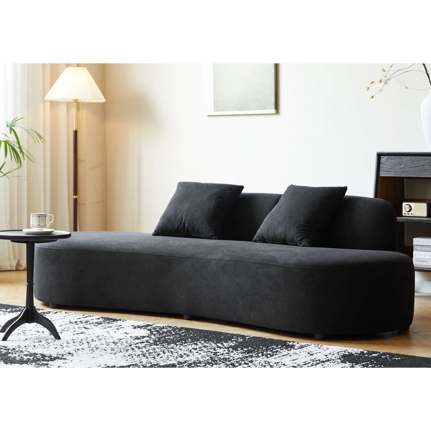 90.2 inch Half Moon Curved Velvet Living Room Sofa