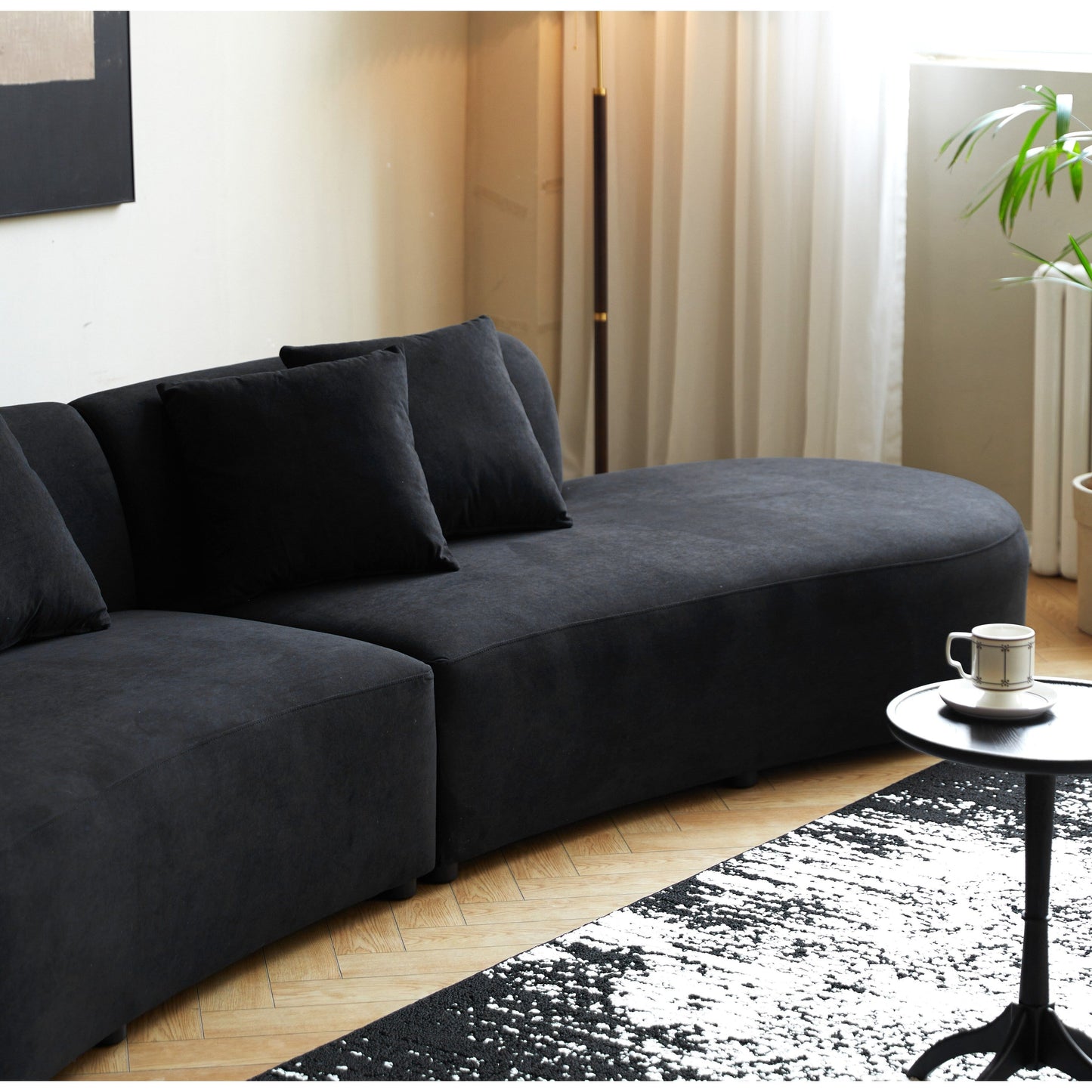 90.2 inch Half Moon Curved Velvet Living Room Sofa