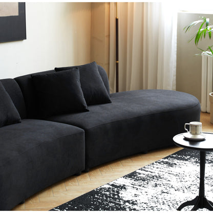 90.2 inch Half Moon Curved Velvet Living Room Sofa