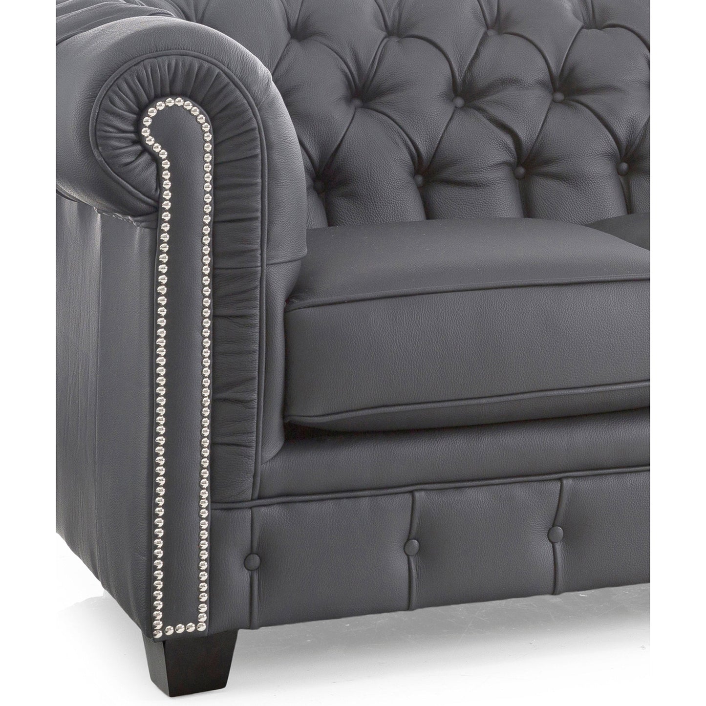 Hancock Tufted Top Grain Italian Leather Chesterfield Sofa - 31 H x 86 W x 40 D