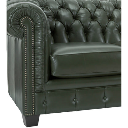 Hancock Tufted Top Grain Italian Leather Chesterfield Sofa - 31 H x 86 W x 40 D