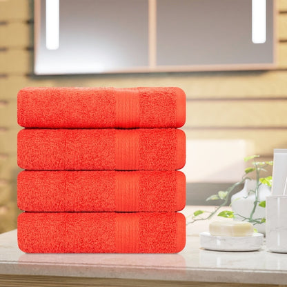 Hand Towels for Bathroom Cotton 600 GSM 18X28 Inch by Ample Decor - 4 Pcs