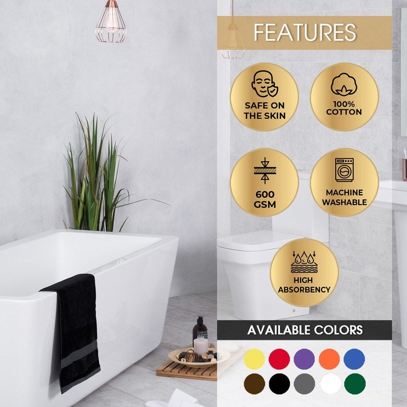 Hand Towels for Bathroom Cotton 600 GSM 18X28 Inch by Ample Decor - 4 Pcs