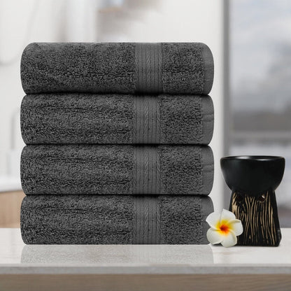 Hand Towels for Bathroom Cotton 600 GSM 18X28 Inch by Ample Decor - 4 Pcs
