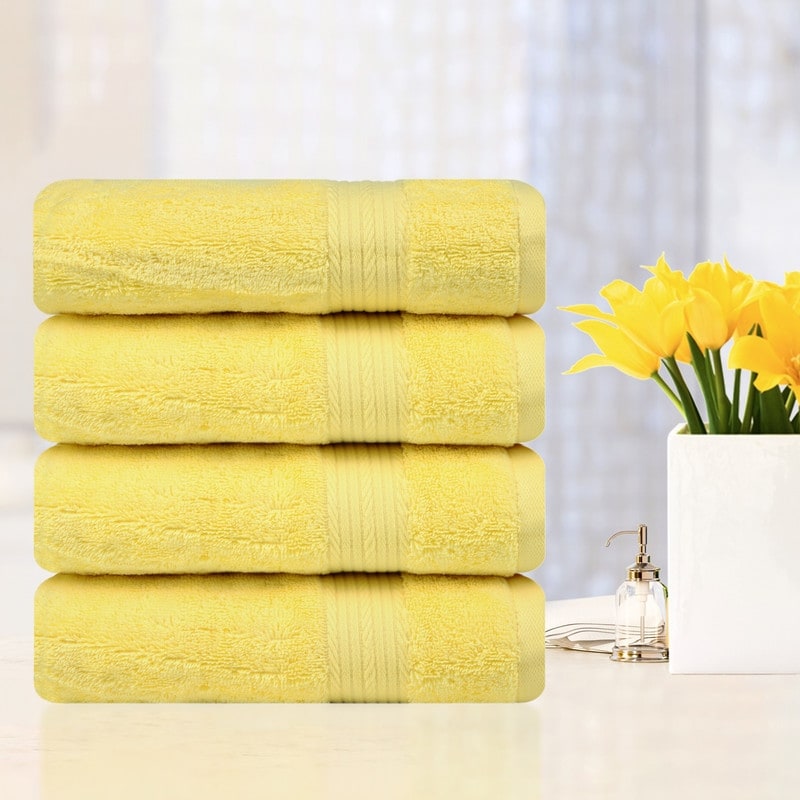 Hand Towels for Bathroom Cotton 600 GSM 18X28 Inch by Ample Decor - 4 Pcs