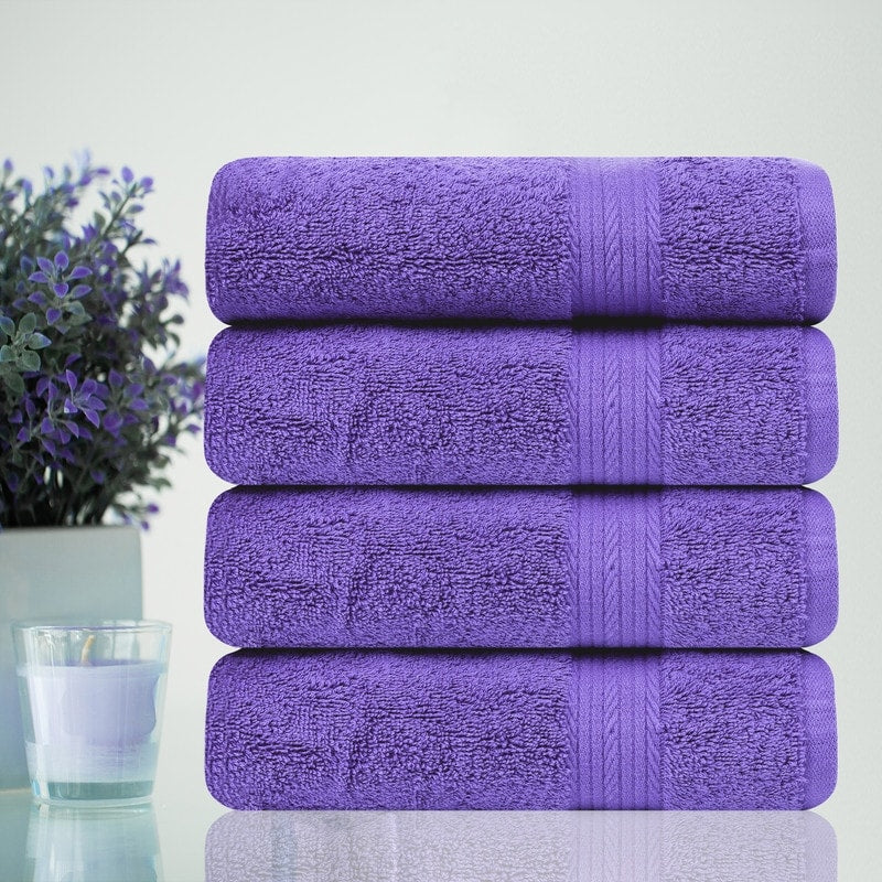Hand Towels for Bathroom Cotton 600 GSM 18X28 Inch by Ample Decor - 4 Pcs