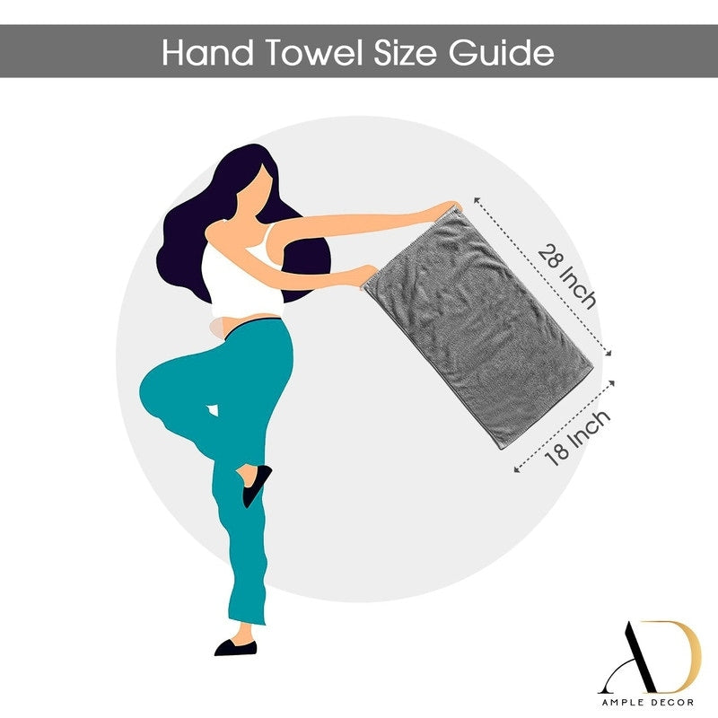 Hand Towels for Bathroom Cotton 600 GSM 18X28 Inch by Ample Decor - 4 Pcs