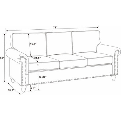 Harbor 78'' Linen Blend Sofa With Solid Wooden Legs