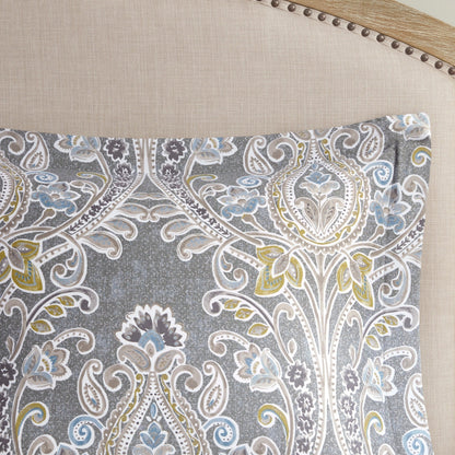 Harbor House Hallie 6-piece Grey Damask Pattern Cotton Comforter Set