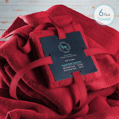 Hearth & Harbor 100 Percent Cotton Ultra Soft and Absorbent Bath Towel Set
