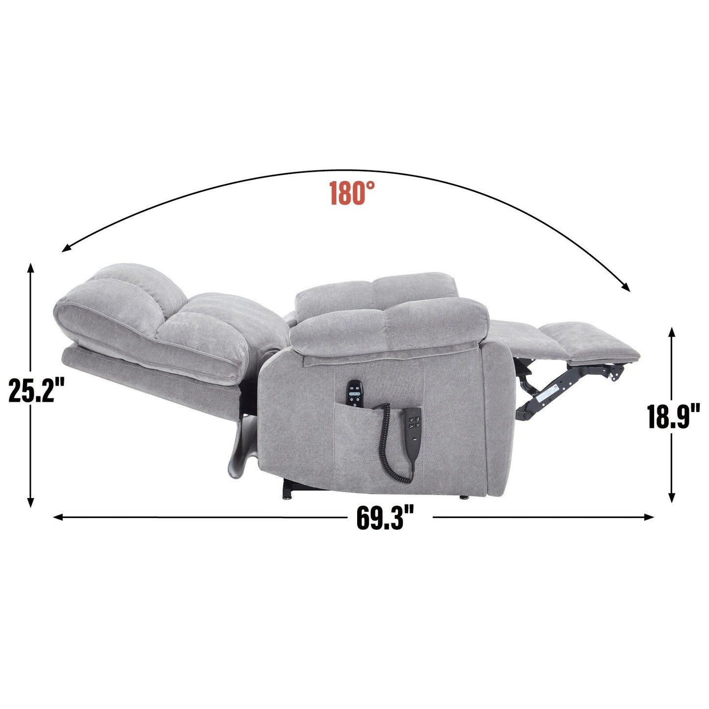 Heat Massage Dual Motor Infinite Position Large Electric Power Lift Recliners with Hidden Cup Holders,Power-Remote,Medium-firm
