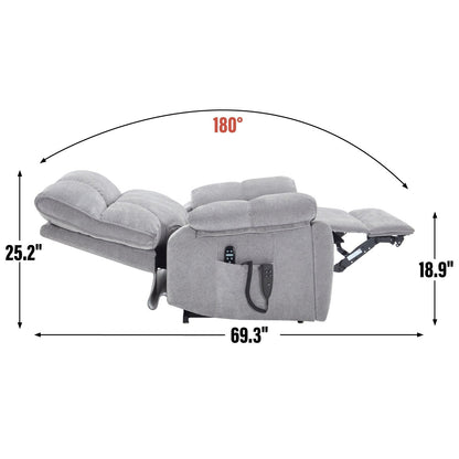 Heat Massage Dual Motor Infinite Position Large Electric Power Lift Recliners with Hidden Cup Holders,Power-Remote,Medium-firm