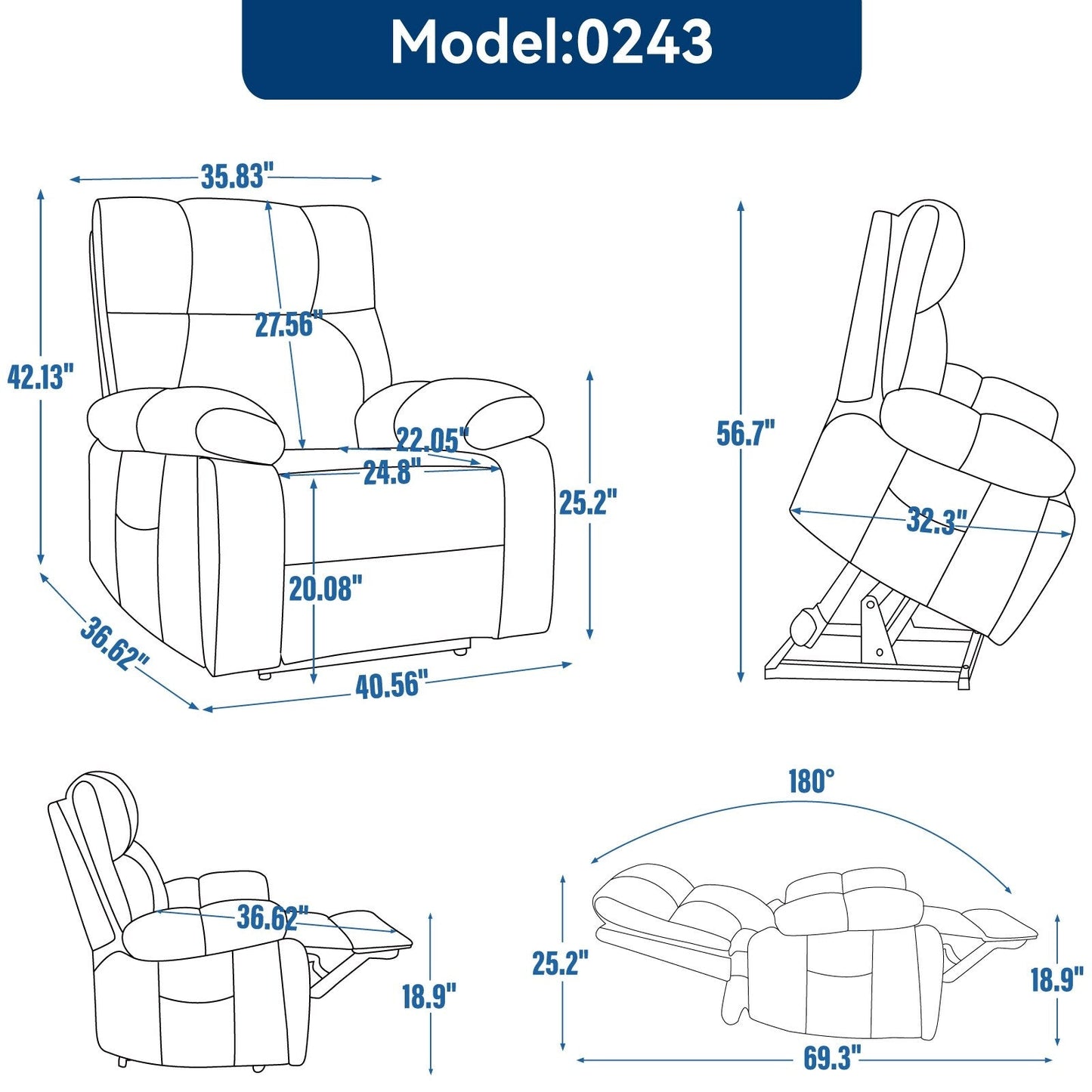 Heat Massage Dual Motor Infinite Position Large Electric Power Lift Recliners with Hidden Cup Holders,Power-Remote,Medium-firm