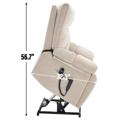 Heat Massage Dual Motor Infinite Position Large Electric Power Lift Recliners with Hidden Cup Holders,Power-Remote,Medium-firm