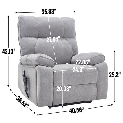 Heat Massage Dual Motor Infinite Position Large Electric Power Lift Recliners with Hidden Cup Holders,Power-Remote,Medium-firm