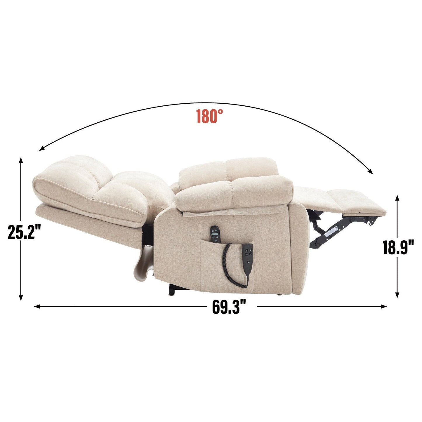 Heat Massage Dual Motor Infinite Position Large Electric Power Lift Recliners with Hidden Cup Holders,Power-Remote,Medium-firm