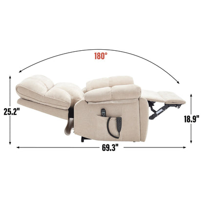 Heat Massage Dual Motor Infinite Position Large Electric Power Lift Recliners with Hidden Cup Holders,Power-Remote,Medium-firm