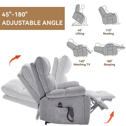 Heat Massage Dual Motor Infinite Position Large Electric Power Lift Recliners with Hidden Cup Holders,Power-Remote,Medium-firm