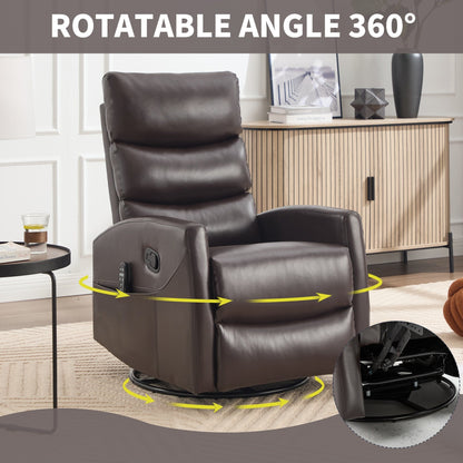 Heat Massage Manual Recliner Chair with Rocker and Swivel in Fabric for Living Room