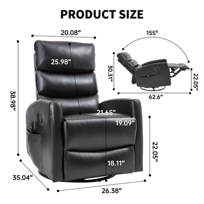 Heat Massage Manual Recliner Chair with Rocker and Swivel in Fabric for Living Room