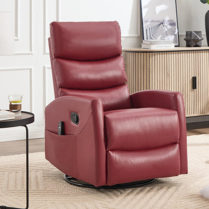 Heat Massage Manual Recliner Chair with Rocker and Swivel in Fabric for Living Room