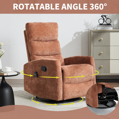 Heat Massage Manual Recliner Chair with Rocker and Swivel in Fabric for Living Room