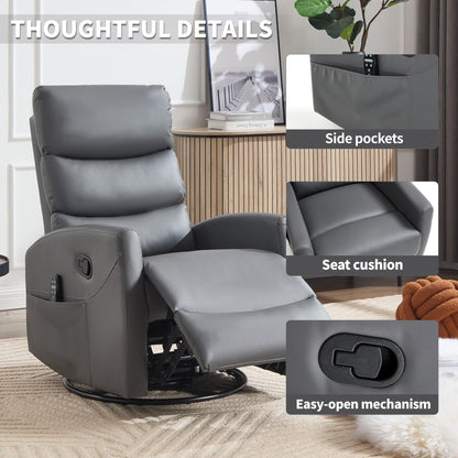 Heat Massage Manual Recliner Chair with Rocker and Swivel in Fabric for Living Room