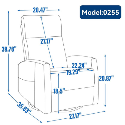 Heat Massage Manual Recliner Chair with Rocker and Swivel