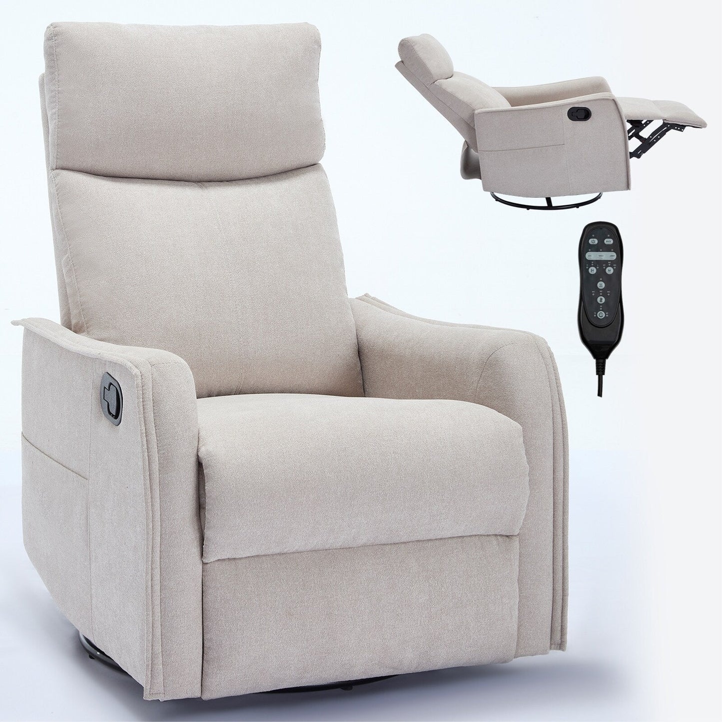 Heat Massage Manual Recliner Chair with Rocker and Swivel
