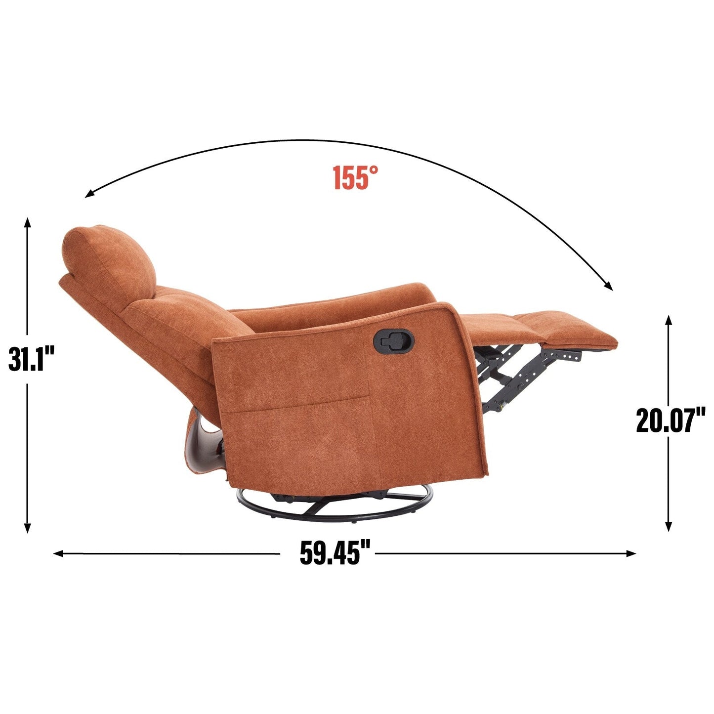 Heat Massage Manual Recliner Chair with Rocker and Swivel
