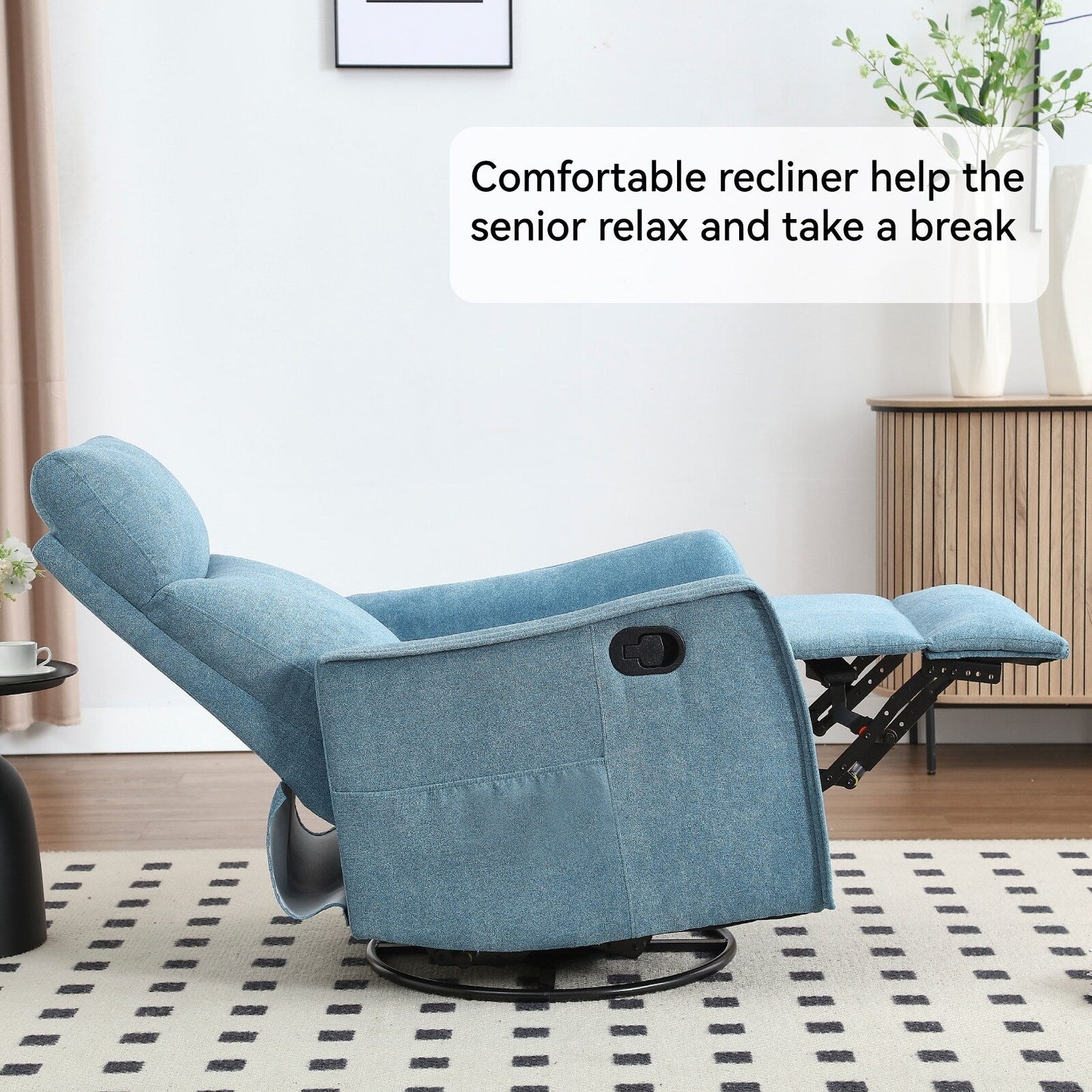 Heat Massage Manual Recliner Chair with Rocker and Swivel