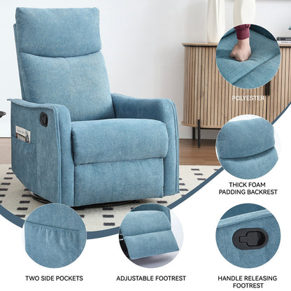 Heat Massage Manual Recliner Chair with Rocker and Swivel