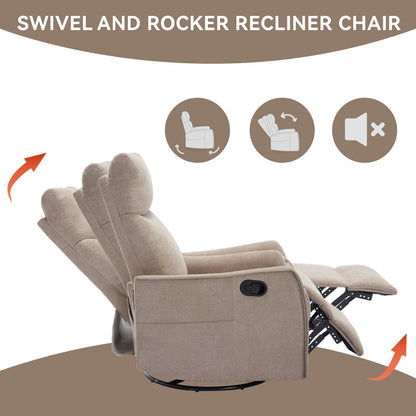 Heat Massage Manual Recliner Chair with Rocker and Swivel