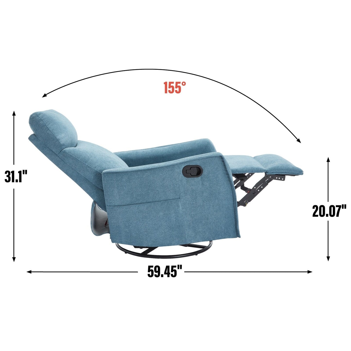 Heat Massage Manual Recliner Chair with Rocker and Swivel