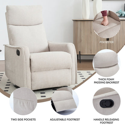Heat Massage Manual Recliner Chair with Rocker and Swivel