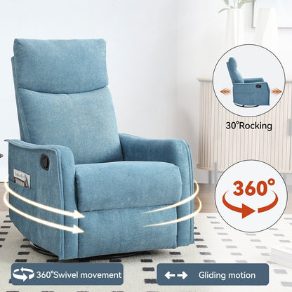 Heat Massage Manual Recliner Chair with Rocker and Swivel
