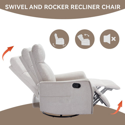 Heat Massage Manual Recliner Chair with Rocker and Swivel