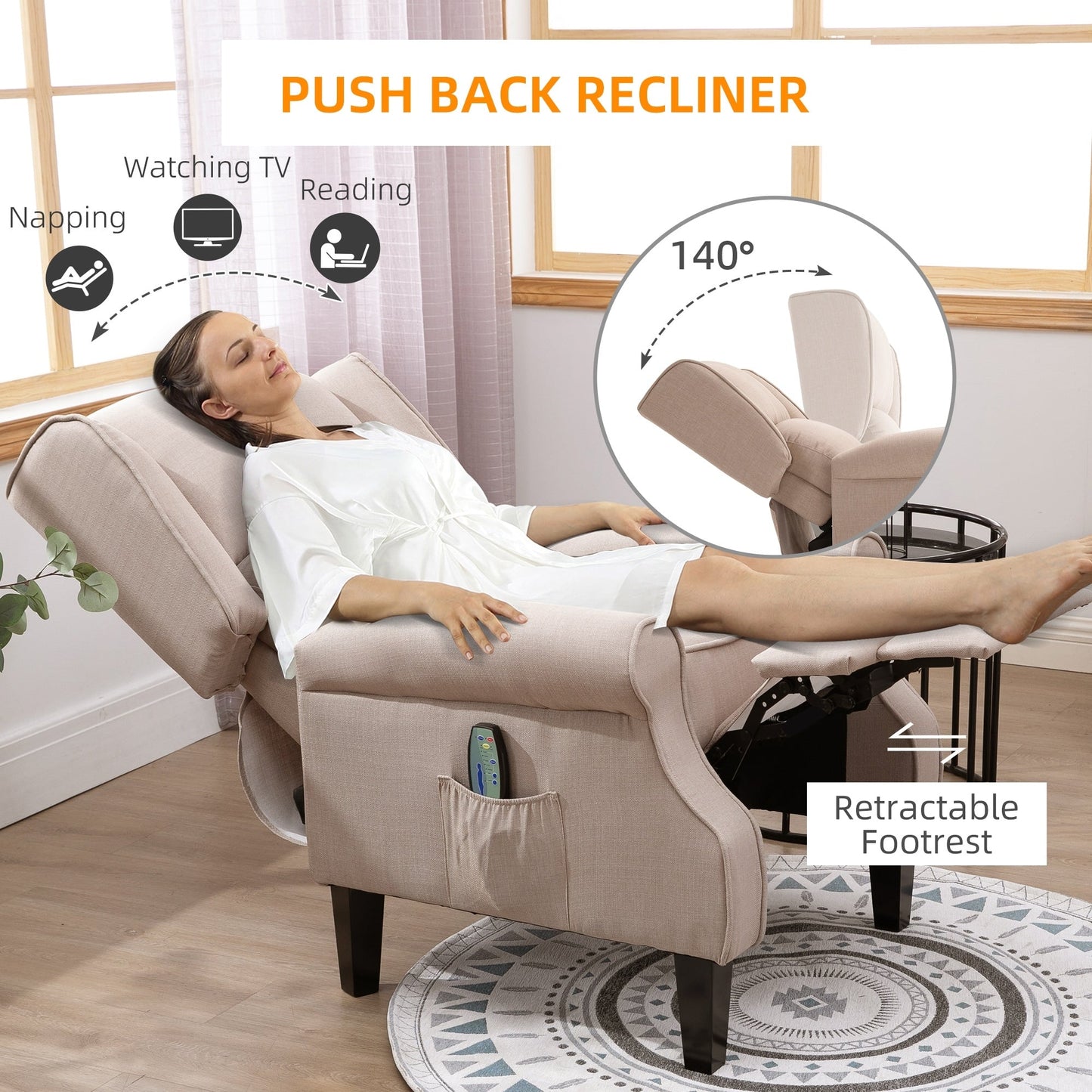 Heated Massage Recliner Chair with Lumbar Heating  Remote Controller