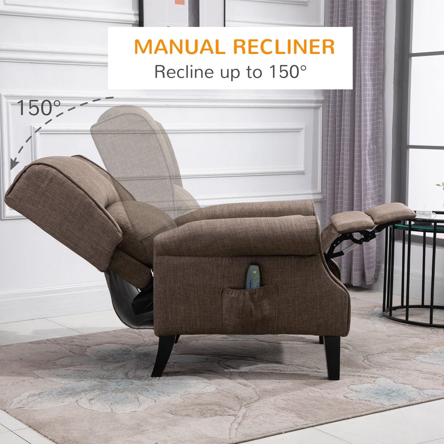 Heated Massage Recliner Chair with Lumbar Heating  Remote Controller